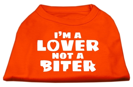 I'm a Lover not a Biter Screen Printed Dog Shirt Orange Lg